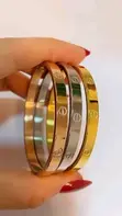 Simple Stainless Steel Bangles - Gold & Silver - 2