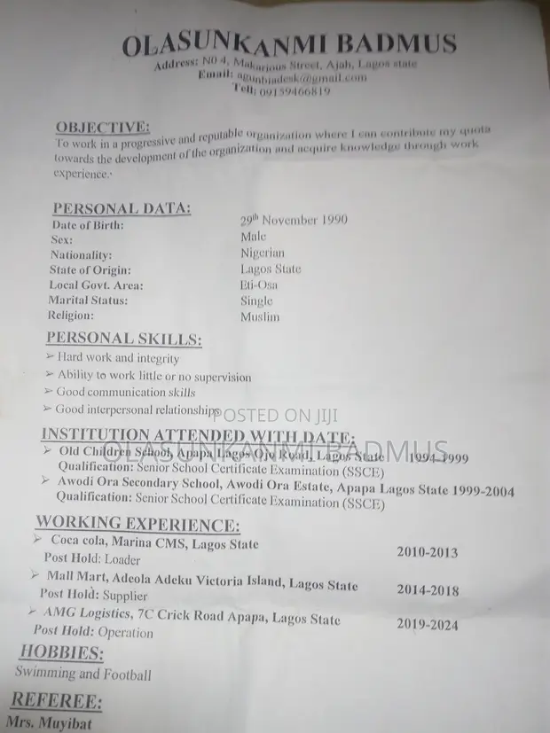 Housekeeping & Cleaning CV - Hardworking Individual - 1