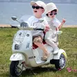 Dual-Seat 3-Wheel Electric Ride-on Vespa-Style Scooter - 2