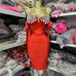 Kyakyawar Bandage Dress Mai Rhinestone - 1