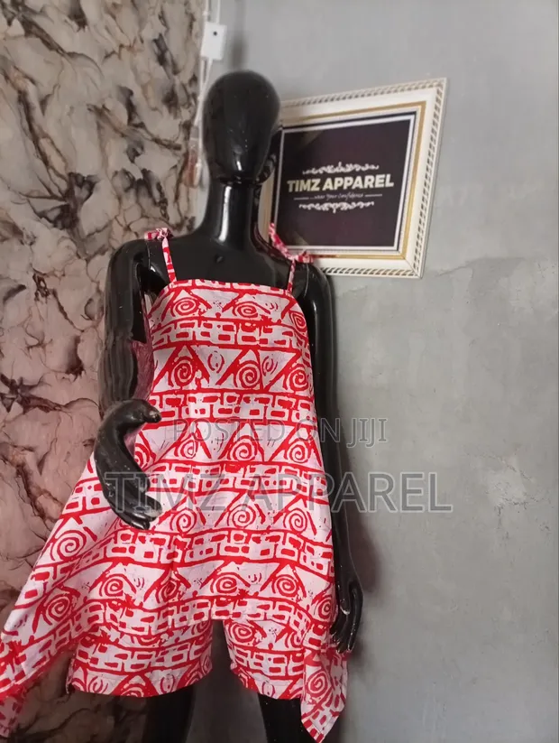 Women's Red Halterneck Sleeveless Ankara Two-Piece Outfit - 1