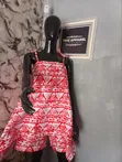 Women's Red Halterneck Sleeveless Ankara Two-Piece Outfit - 1