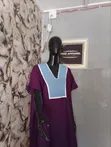 Purple Long Bubu Dress - Women's Cotton V-Neck - 1