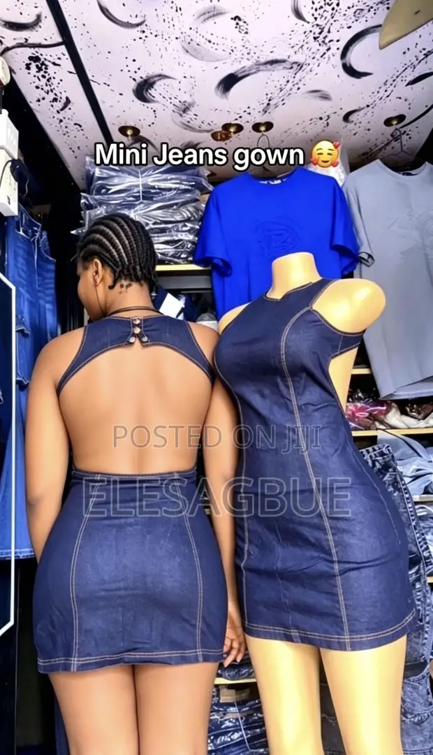 Zara Mini Jean Gown - Classic Fit, Mata masu Girman M - 1