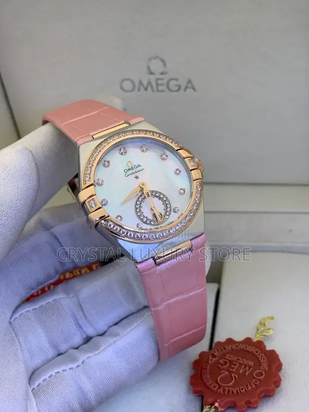 Omega Quality Luxury Ladies Genuine Leather Wristwatch - 1