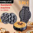 3-in-1 Sokany Electric Detachable Waffle/Doughnut Maker - 2