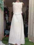 Elegant Gold-Beaded Lace Wedding Gown for Rent - 1