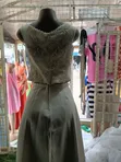 Elegant Gold-Beaded Lace Wedding Gown for Rent - 3