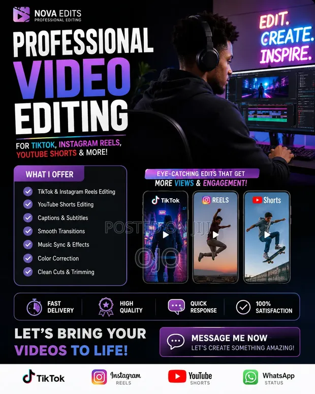 Professional Video Editing for TikTok, Instagram & WhatsApp - 1