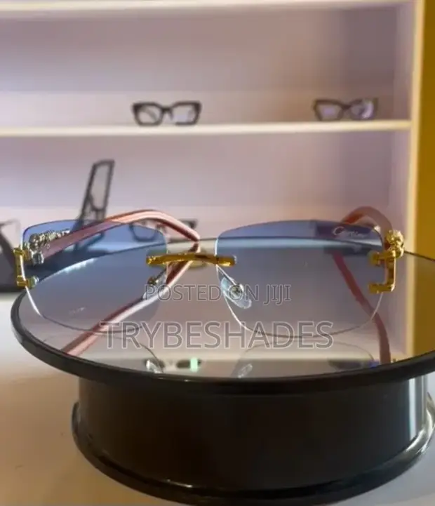 Cartier Sunglasses - Brown Frame, Sky Blue Lens - 1