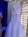 Elegant White Flared Wedding Gown for Rent - 3