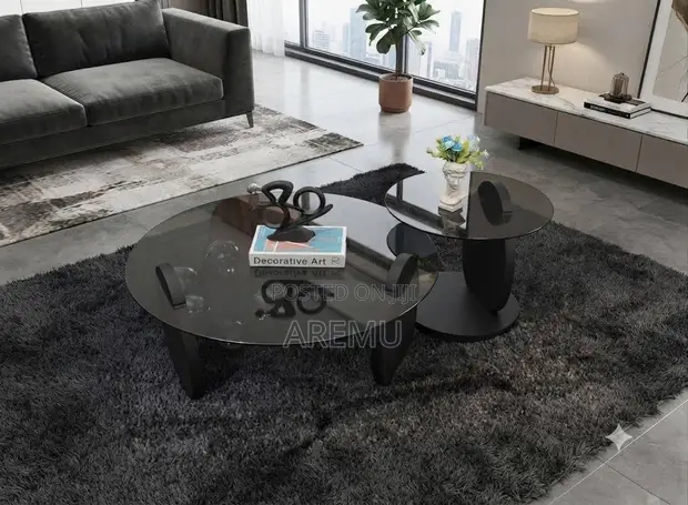 2-in-1 Glass Center Table - Brown & Black - 1