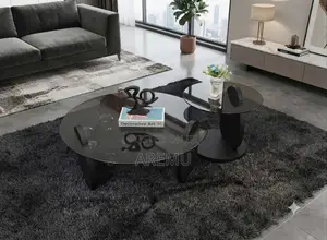 2-in-1 Glass Center Table - Brown & Black