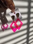 Pink Geometric Statement Earrings - 1