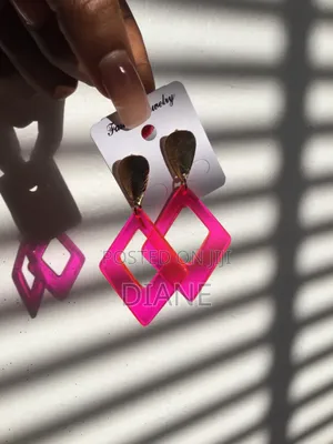 Pink Geometric Statement Earrings