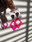 Pink Geometric Statement Earrings - 2