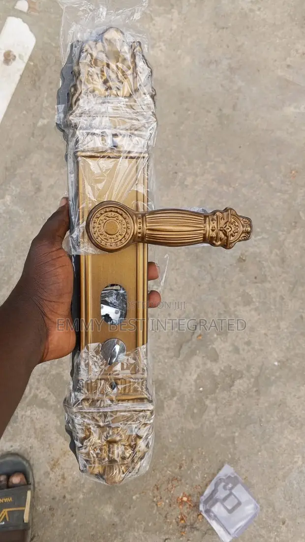 Antique Brass Door Handle Lock Set - 1