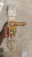 Antique Brass Door Handle Lock Set - 1