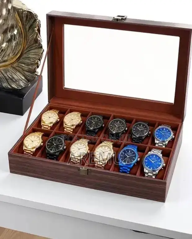 12 Slot Wristwatch Box (Brown) - 1