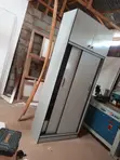 Modern Sliding Door Wardrobe Closet with Overhead Storage - 2