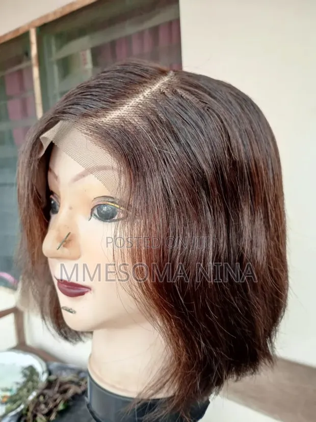8" Brown Wig | 6x6 Closure | Handmade - 1