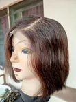 8" Brown Wig | 6x6 Closure | Handmade - 1