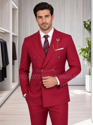 Daro Men's Double-Breasted Suit with Free Brooch