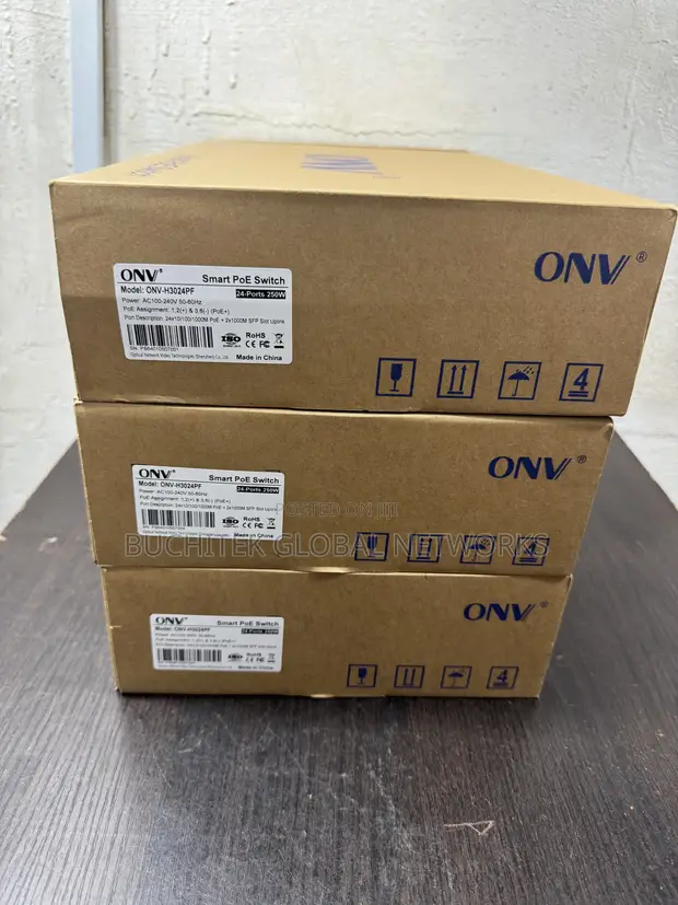 ONV 24-Port Gigabit PoE Switch with 2 SFP Uplink - 1