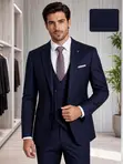 Blacksmart Corporate Stripe 3pcs Men's Suit - 3