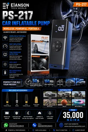 Car Wired & Wireless Inflatable Pump with Power Bank