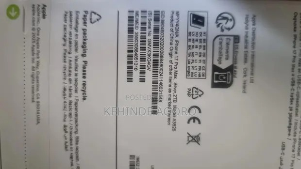 New Apple iPhone 17 Pro Max 2TB Silver - 1