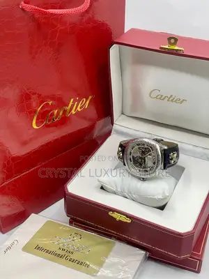 Cartier Quality Luxury Men's Genuine Leather Automatic Wristwatch