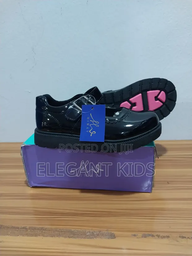 Hi-Way Girls' School Shoes - Black Buckle - 1