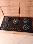 Cliff 5-Burner Inbuilt Gas Cooker - Black Glass - 2