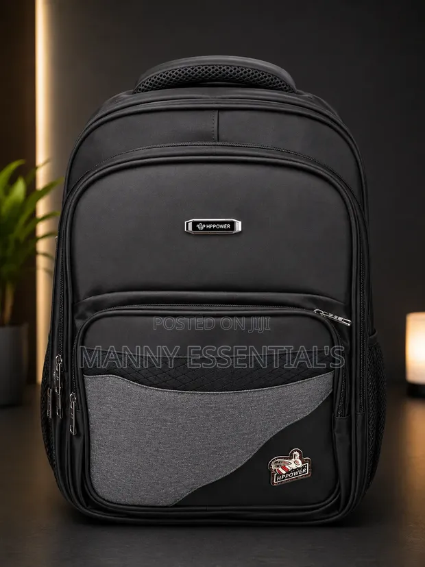 Premium Big Size Backpack - Black & Grey - 1
