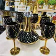 Luxury Gold Glass Wine Decanter with 6 Wine Glasses - 1