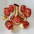 Luxury Gold Glass Wine Decanter with 6 Wine Glasses - 2