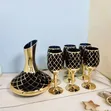 Luxury Gold Glass Wine Decanter with 6 Wine Glasses - 3