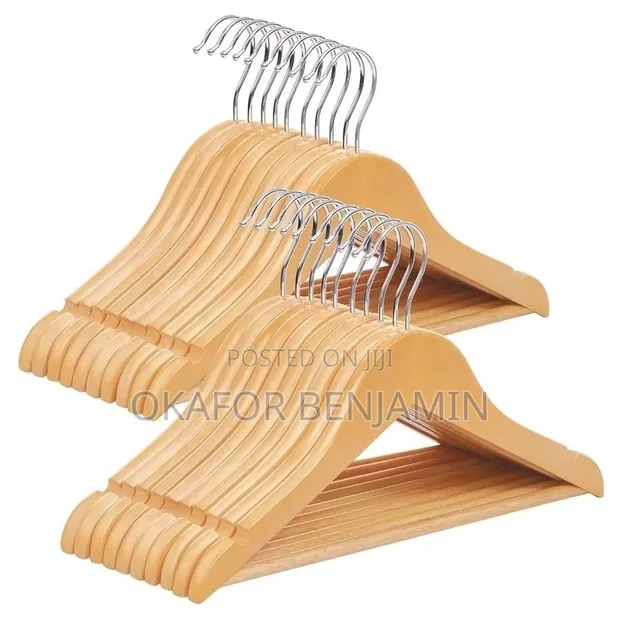 10 Pieces Solid Wooden Clothes Hangers - 1