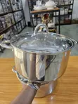 Hausroland Tukunya Guda Daya Ta Bakin Karfe Da Murfin Gilashi (28cm, 30cm) - 1