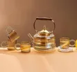 Borosilicate Glass Tea Jug with Wooden Handle & 4 Cups - 2