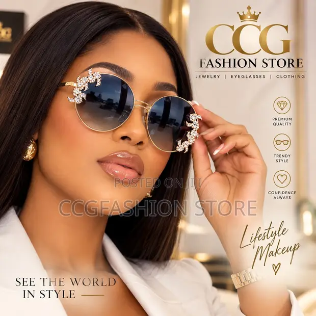 New Frameless Diamond Rhinestone Round Sunglasses - 1