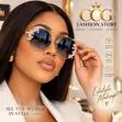 New Frameless Diamond Rhinestone Round Sunglasses - 1