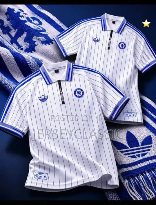 Chelsea Blue & White Striped Polo Shirt - 1