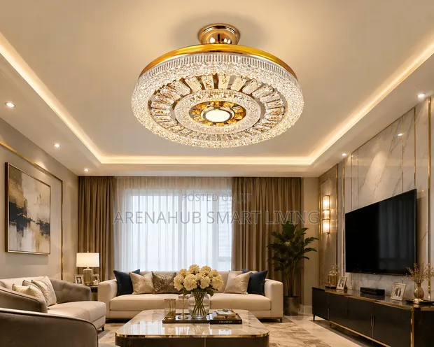 Nordic Luxury Crystal LED Chrome Ceiling Lamp - 1