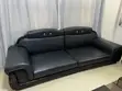 Neatly Used Black Leather Sofa Set - 2