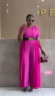 Gravity Fashion Luxury Jumpsuit & Belt - Pink/Ash - 2
