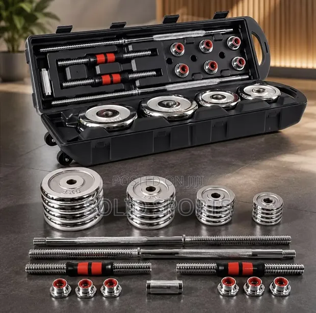50kg Chrome Adjustable Dumbbell Set - Brand New - 1