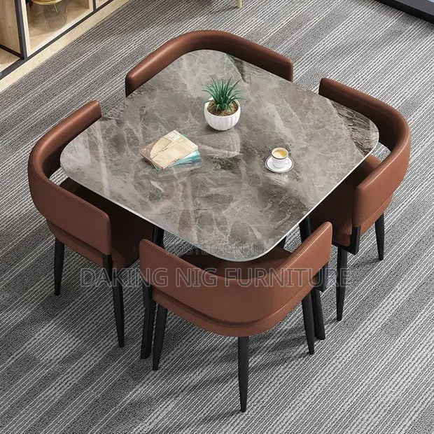 Ceramic Dining Set with 4 Chairs - 1