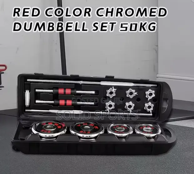 50kg Chrome Adjustable Dumbbell Set - 1